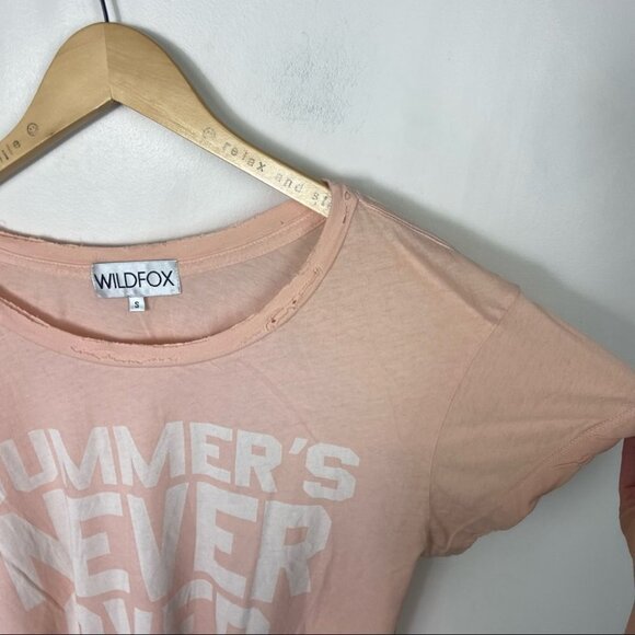 Wildfox Summers Never Over Pink Tee Graphic T-Shirt Size Small Cotton Top Crew S - Picture 4 of 13